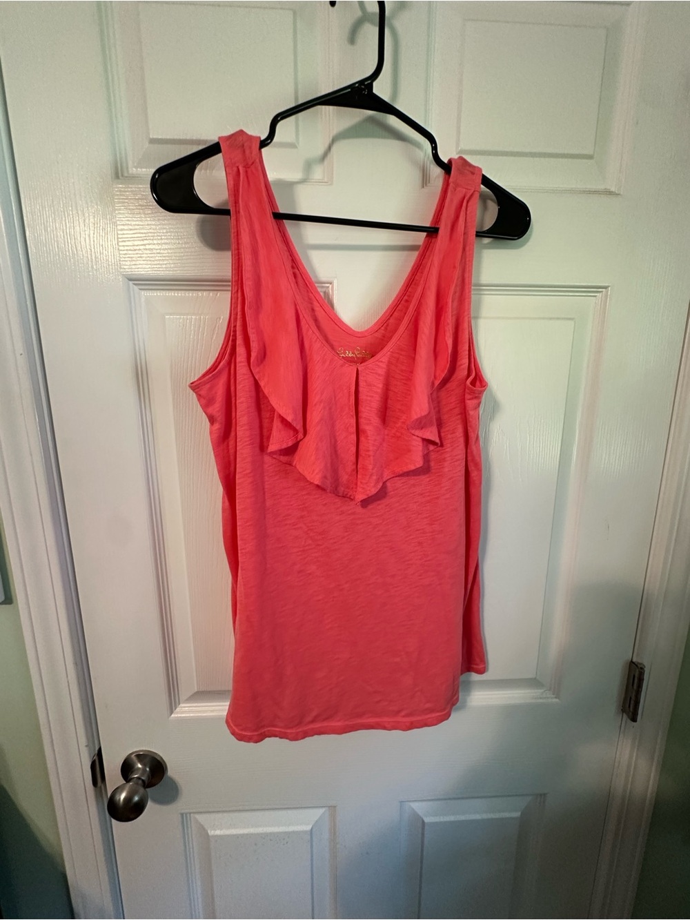 Lilly Pulitzer Coral Ruffle Scoop Neck Tank